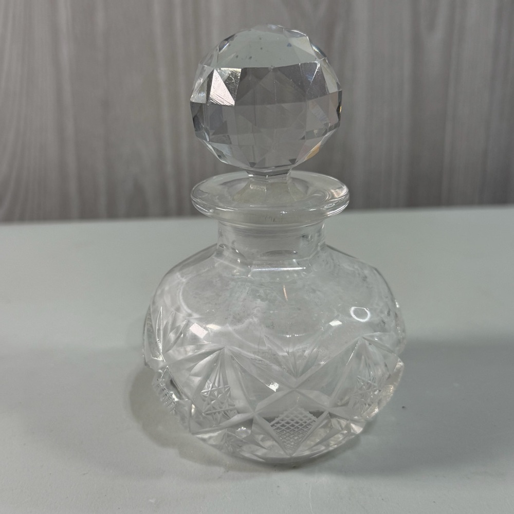 American Brilliant Period ABP Cut Crystal Perfume Bottle Decanter Smooth‎ Globe